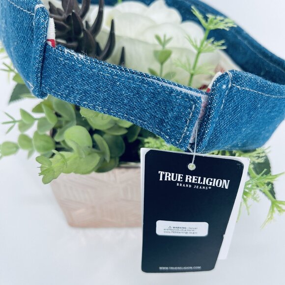 NWT True Religion Buddha Wash Denim Blue Visor Adjustable Strap Unisex Adult Hat - Picture 2 of 10